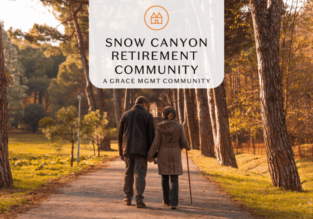 older couple walking through path in trees